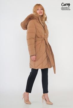 Picture of PLUS SIZE MID LENGTH JACKET RICH FUR HOOD